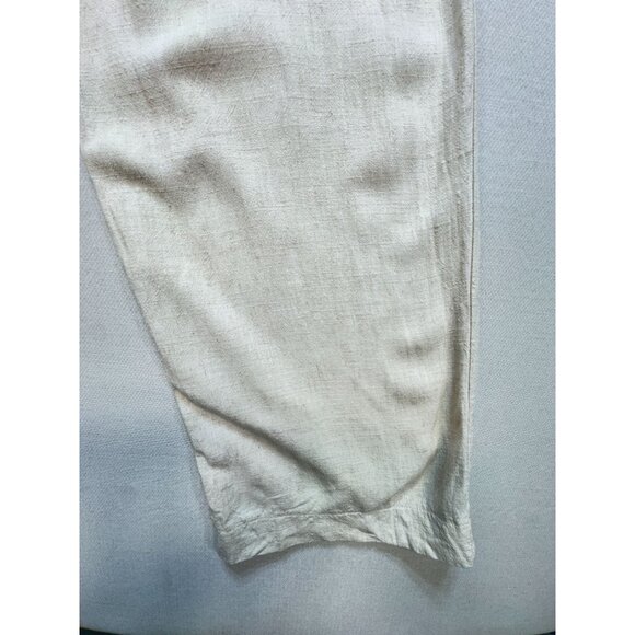 June & Hudson Womens Linen Blend Wide-Leg Pants Size S Beige Drawstring Waist - Picture 5 of 10